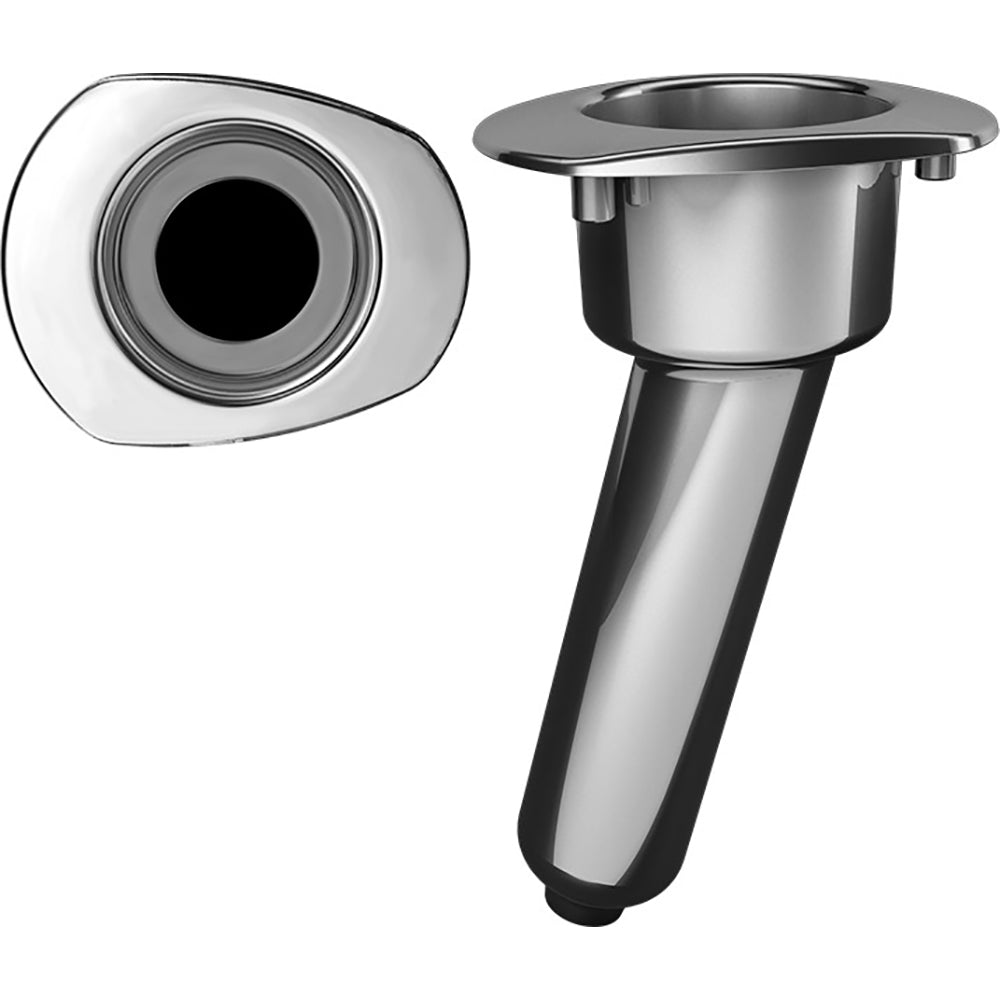 Mate Series Elite Screwless Stainless Steel 15&deg; Rod &amp; Cup Holder - Drain - Oval Top